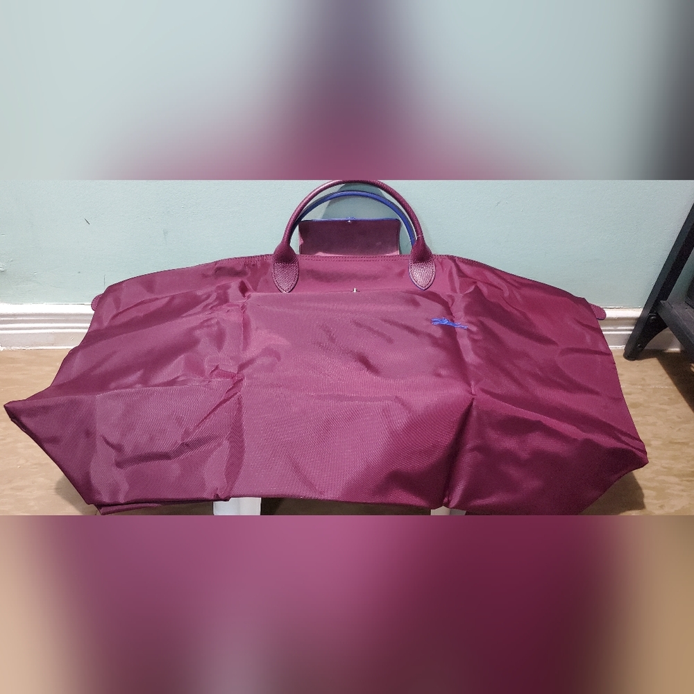 NEW LONGCHAMP Le Pliage Club XL Sac De Voyage Prune Plum Travel Bag Tote Duffel - Picture 7 of 11
